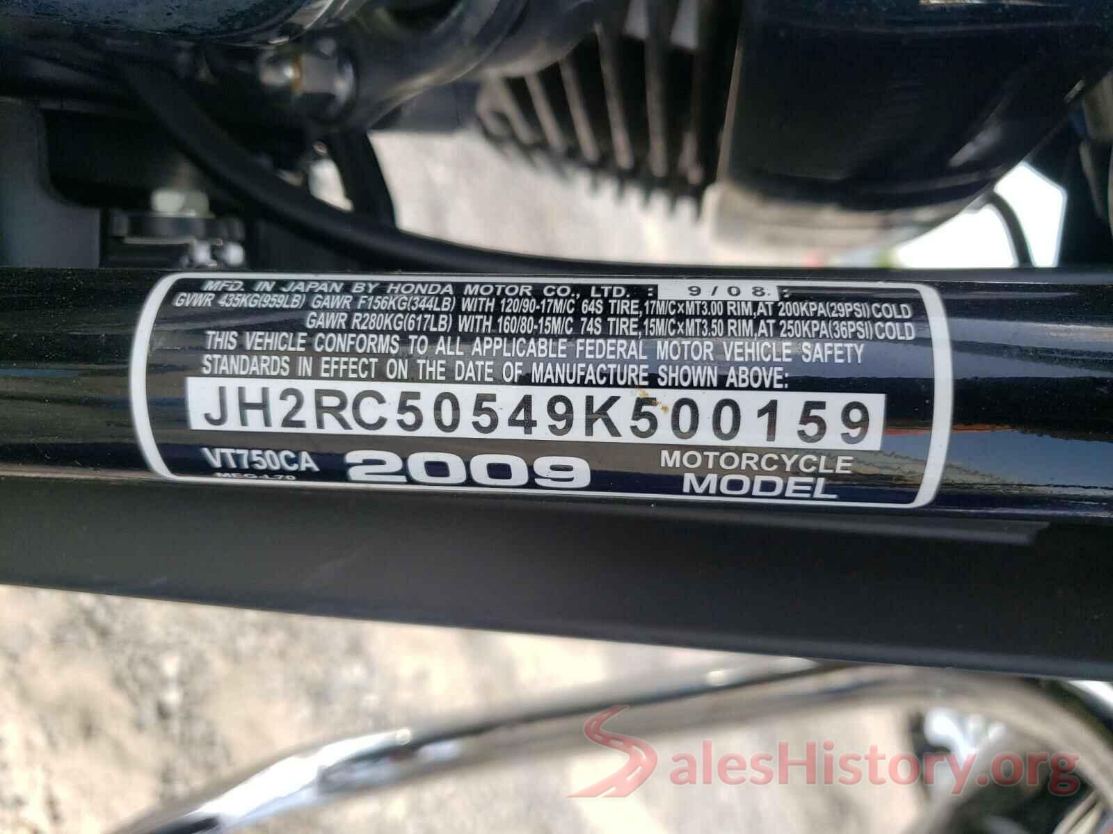 JH2RC50549K500159 2009 HONDA VT CYCLE