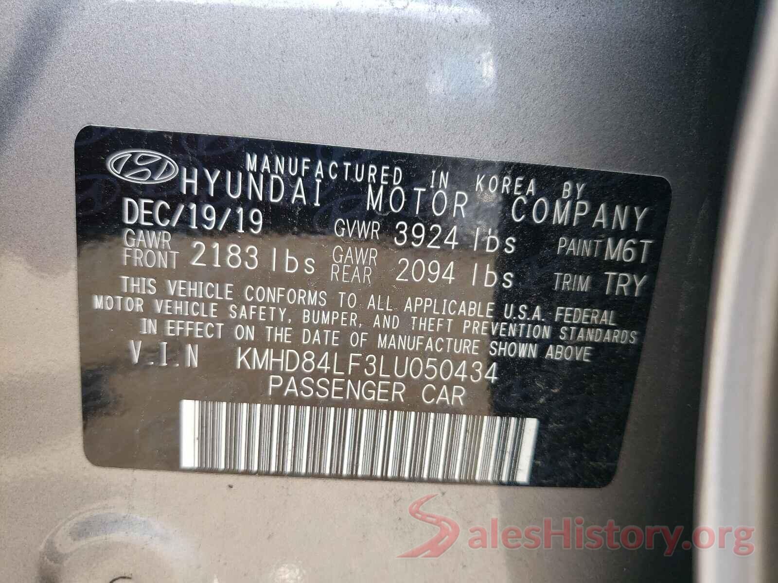 KMHD84LF3LU050434 2020 HYUNDAI ELANTRA