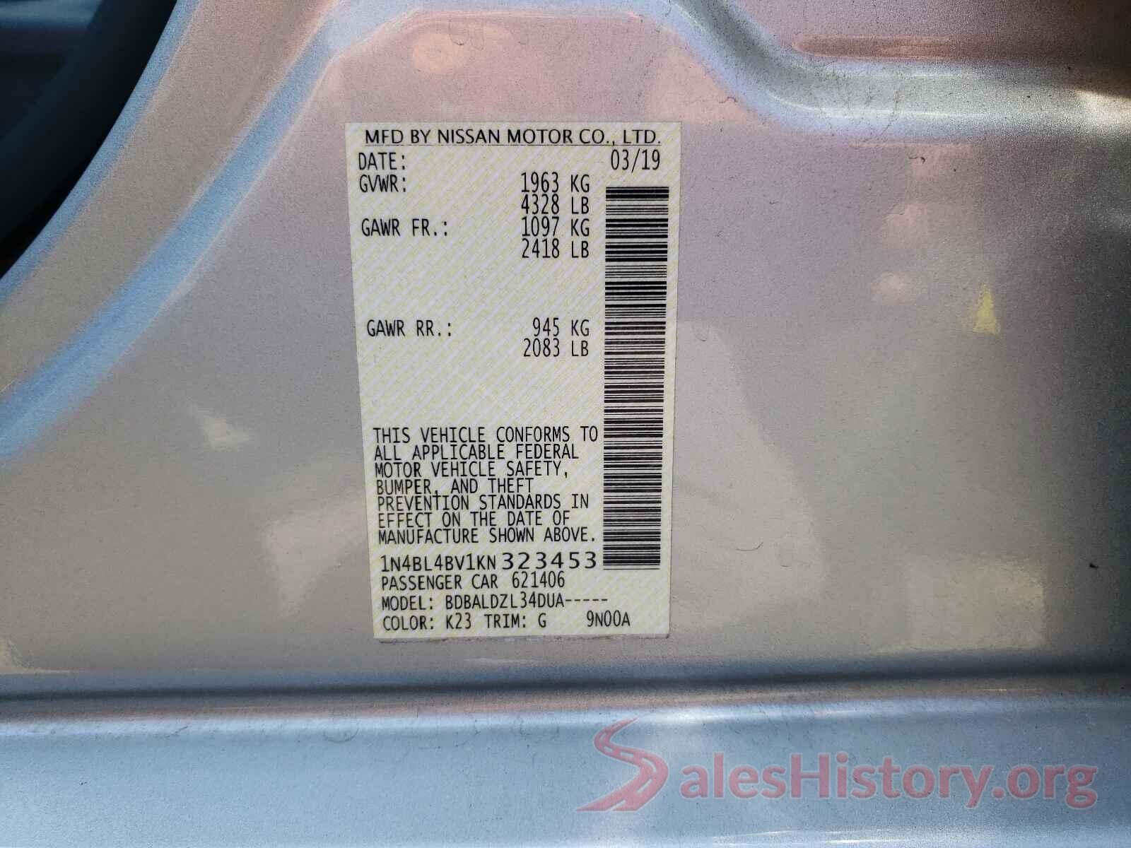 1N4BL4BV1KN323453 2019 NISSAN ALTIMA