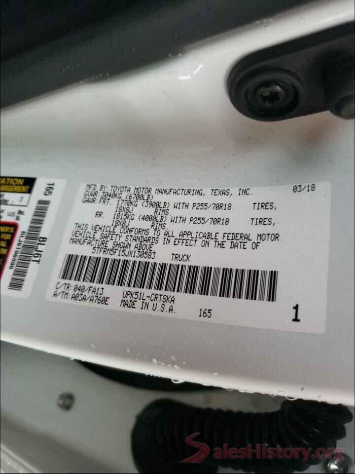 5TFRM5F15JX130583 2018 TOYOTA TUNDRA