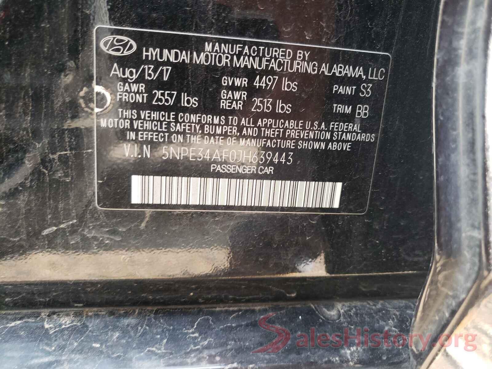 5NPE34AF0JH639443 2018 HYUNDAI SONATA