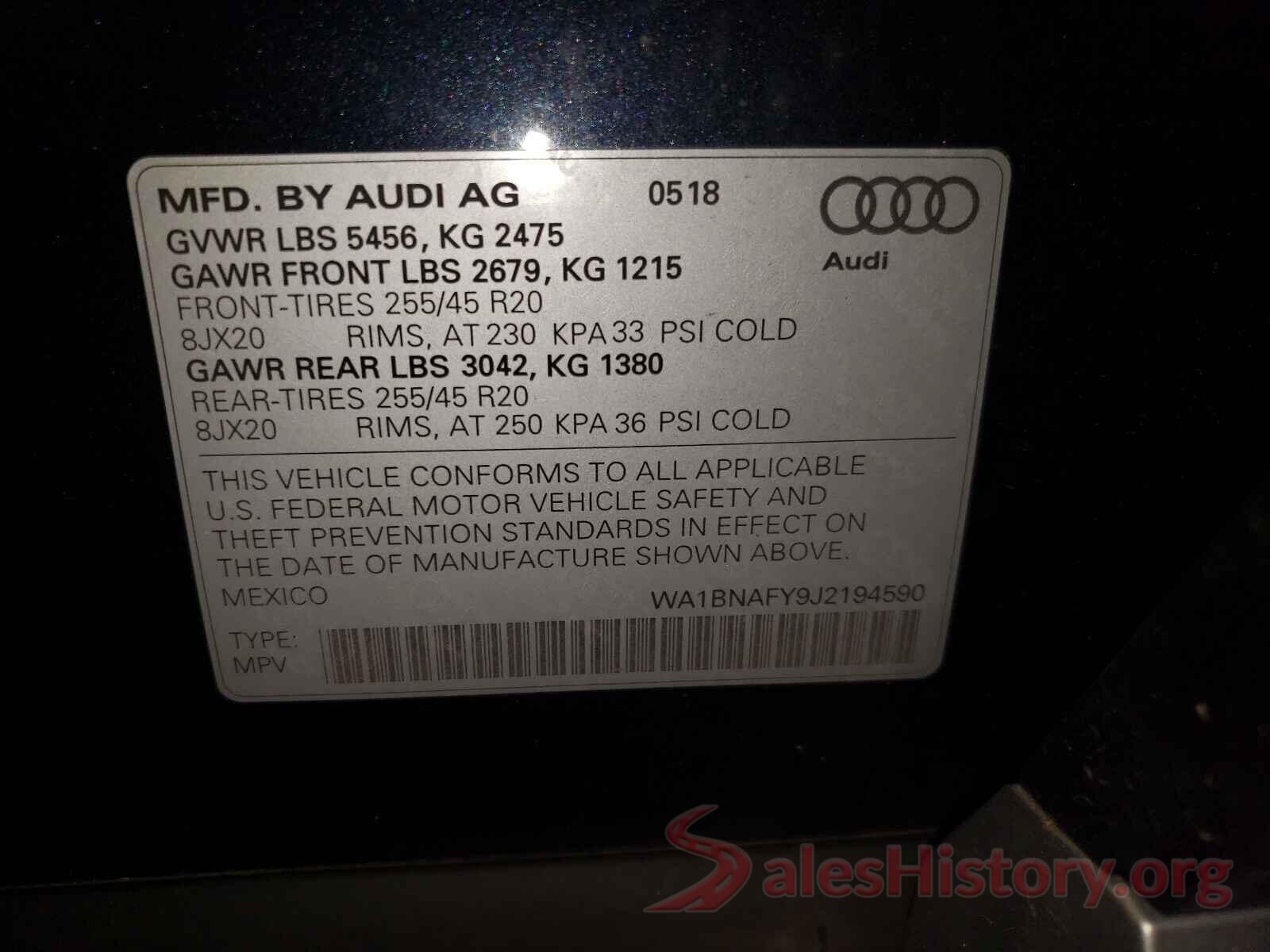 WA1BNAFY9J2194590 2018 AUDI Q5