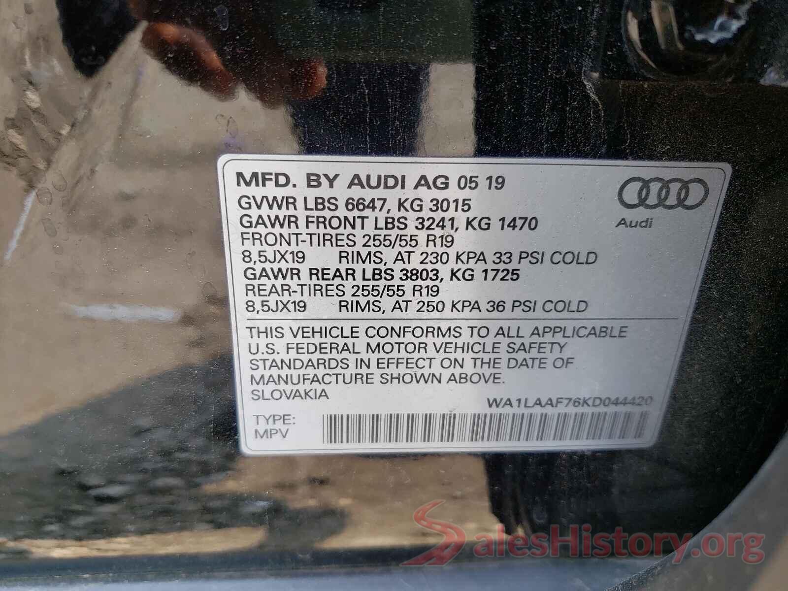 WA1LAAF76KD044420 2019 AUDI Q7