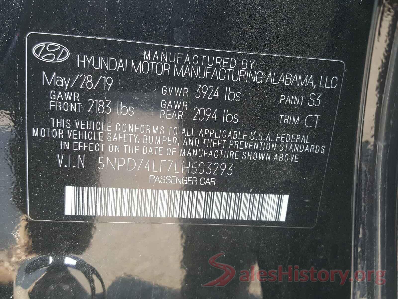 5NPD74LF7LH503293 2020 HYUNDAI ELANTRA