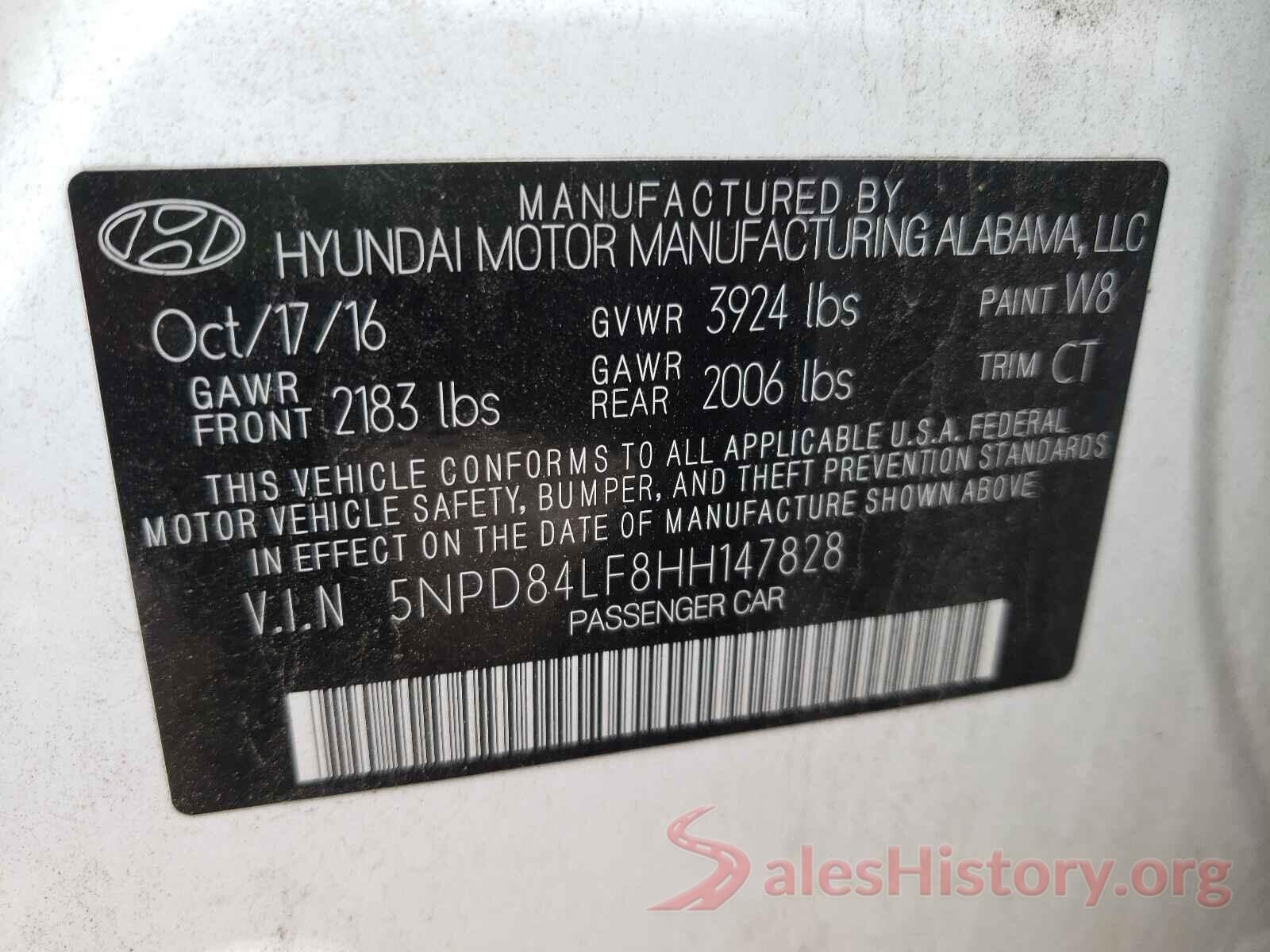 5NPD84LF8HH147828 2017 HYUNDAI ELANTRA