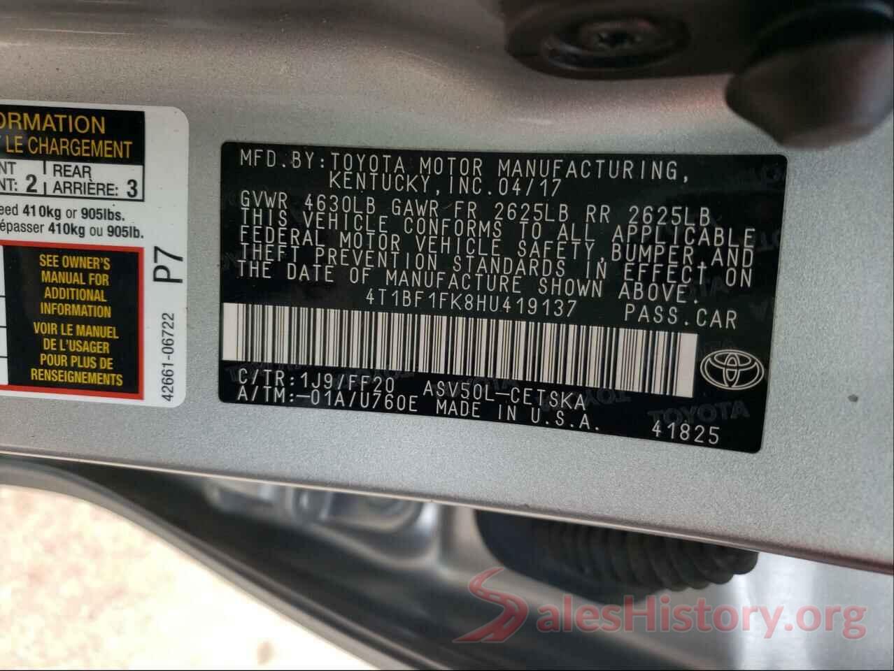 4T1BF1FK8HU419137 2017 TOYOTA CAMRY