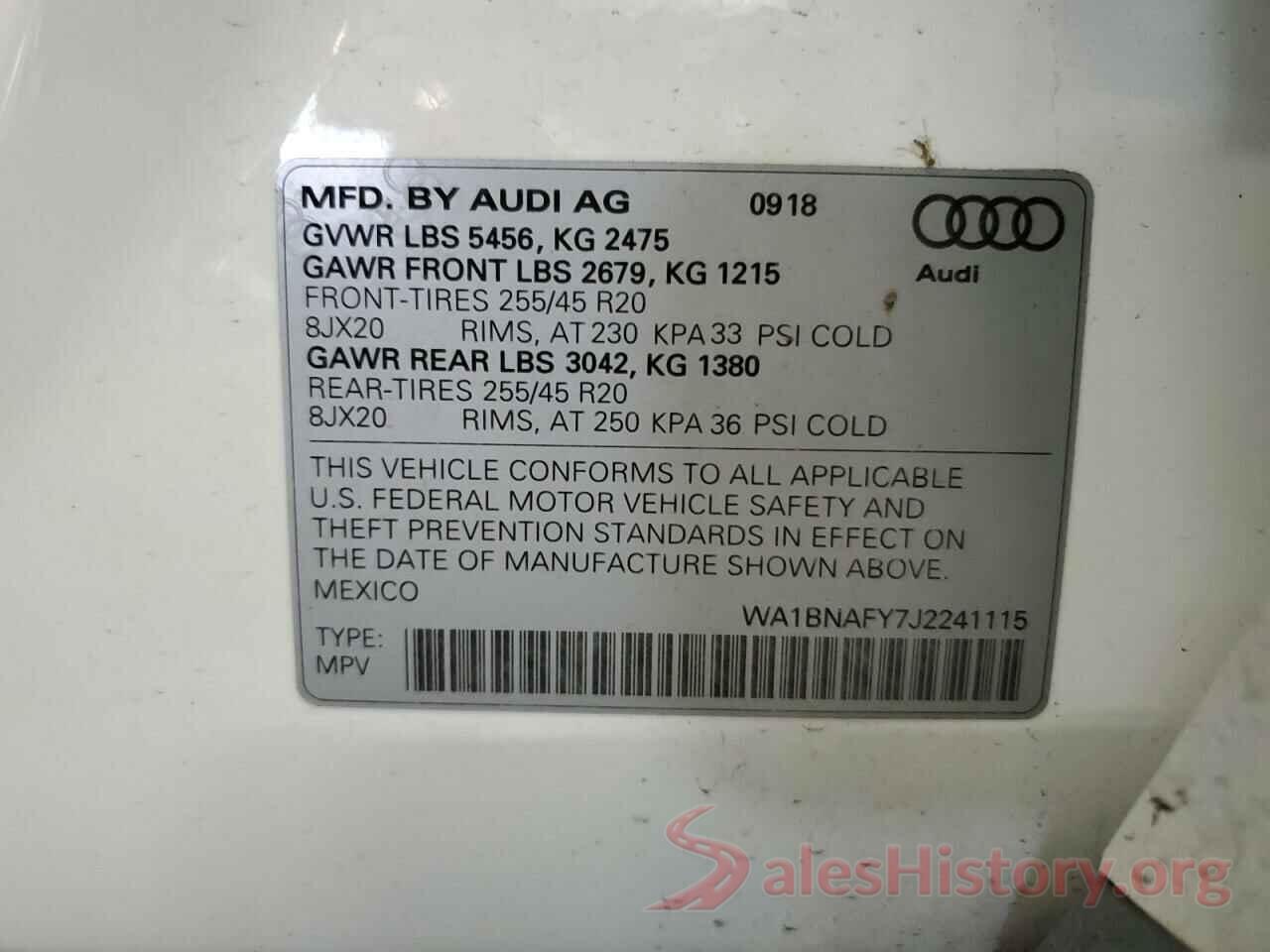 WA1BNAFY7J2241115 2018 AUDI Q5