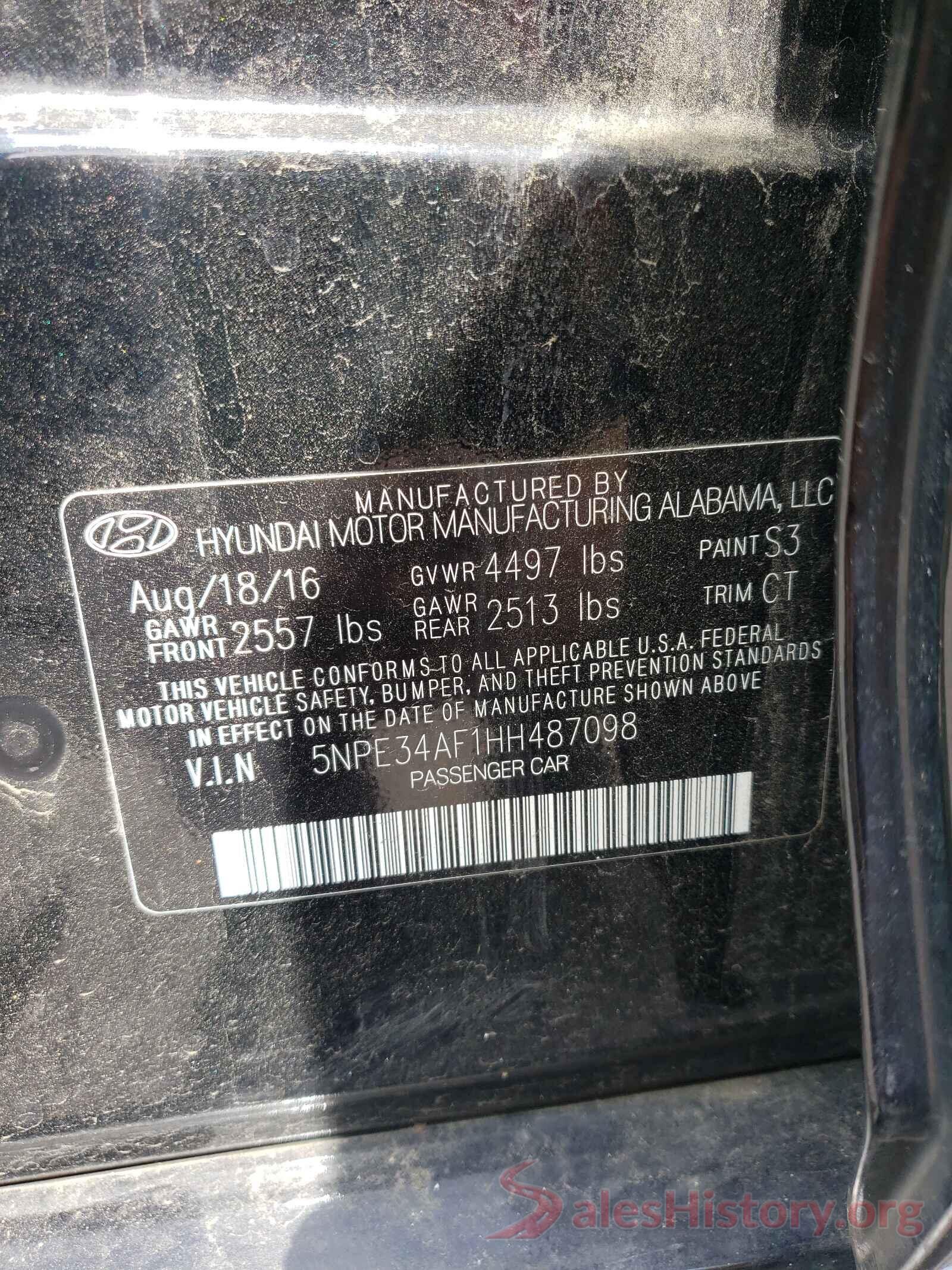 5NPE34AF1HH487098 2017 HYUNDAI SONATA