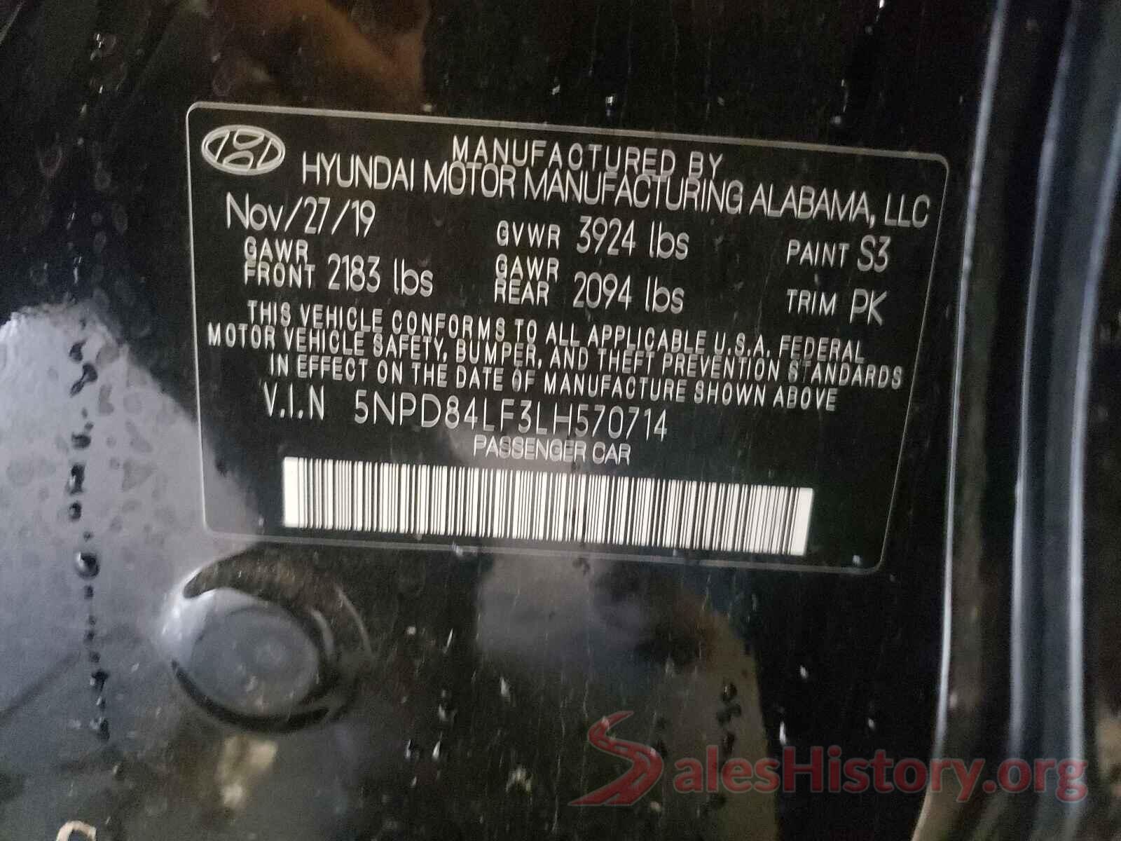 5NPD84LF3LH570714 2020 HYUNDAI ELANTRA