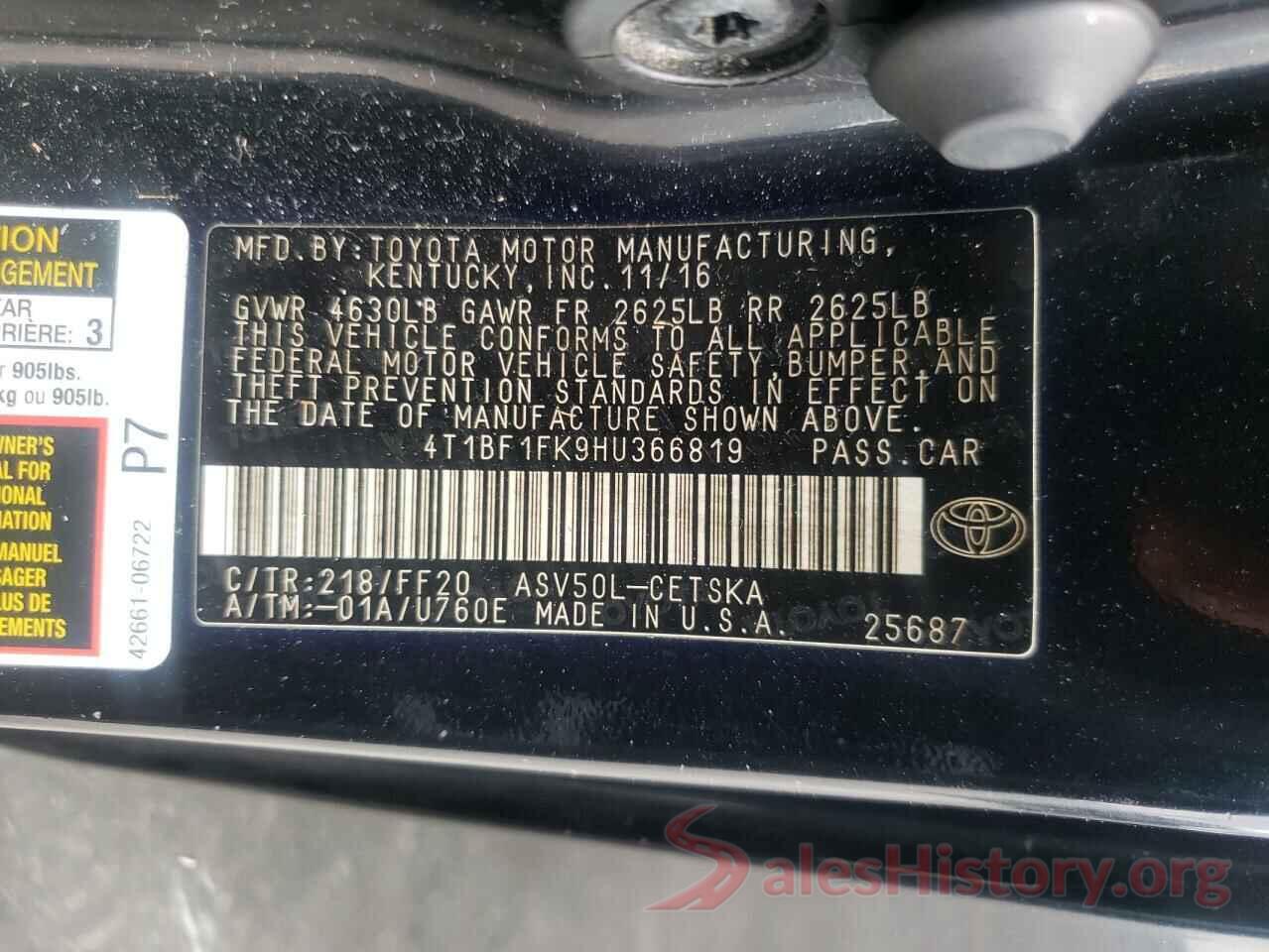 4T1BF1FK9HU366819 2017 TOYOTA CAMRY