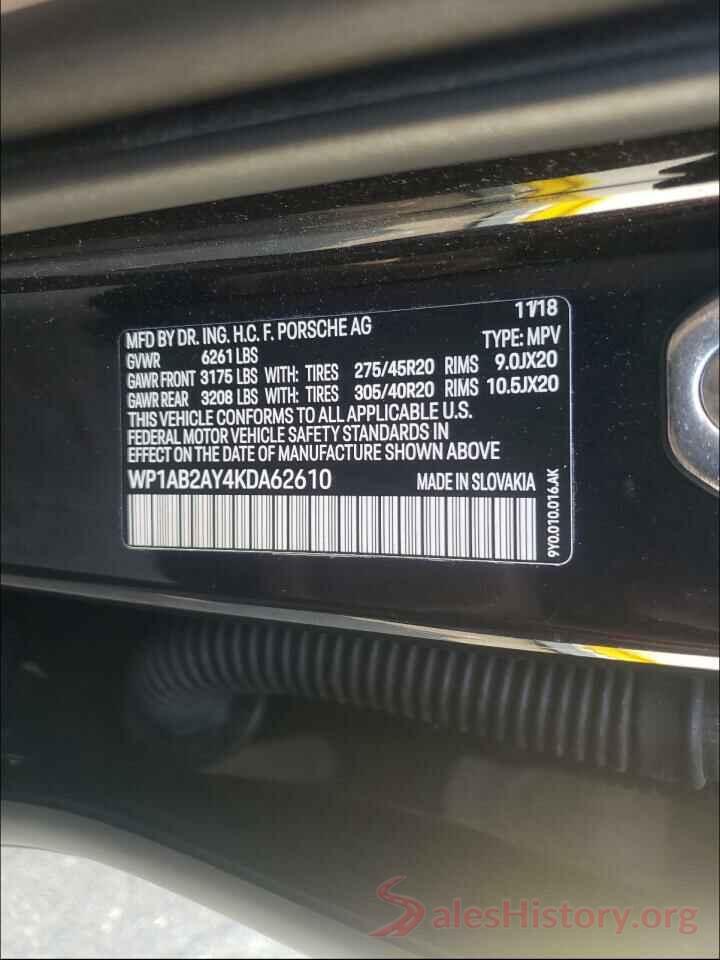 WP1AB2AY4KDA62610 2019 PORSCHE CAYENNE