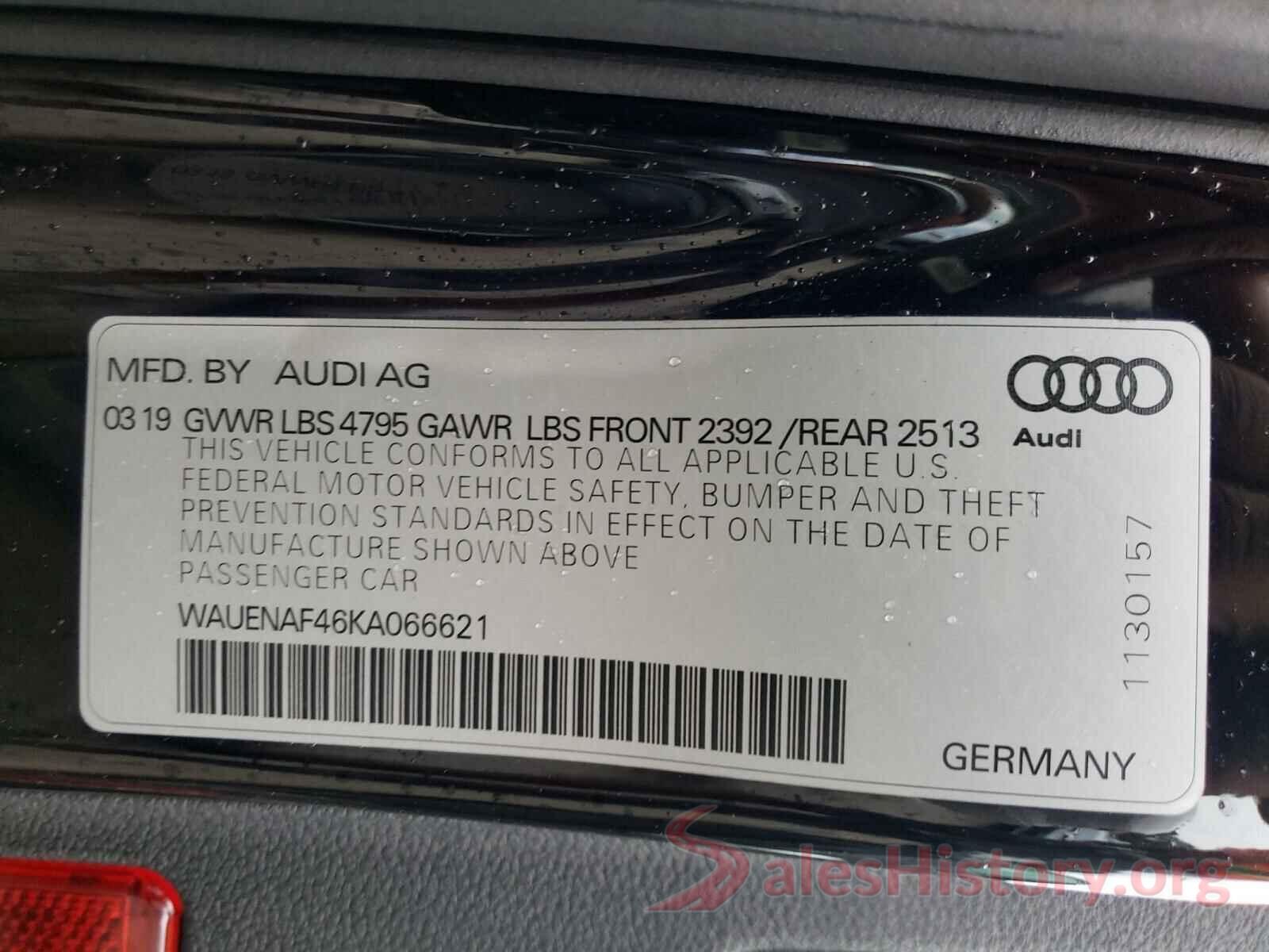 WAUENAF46KA066621 2019 AUDI A4