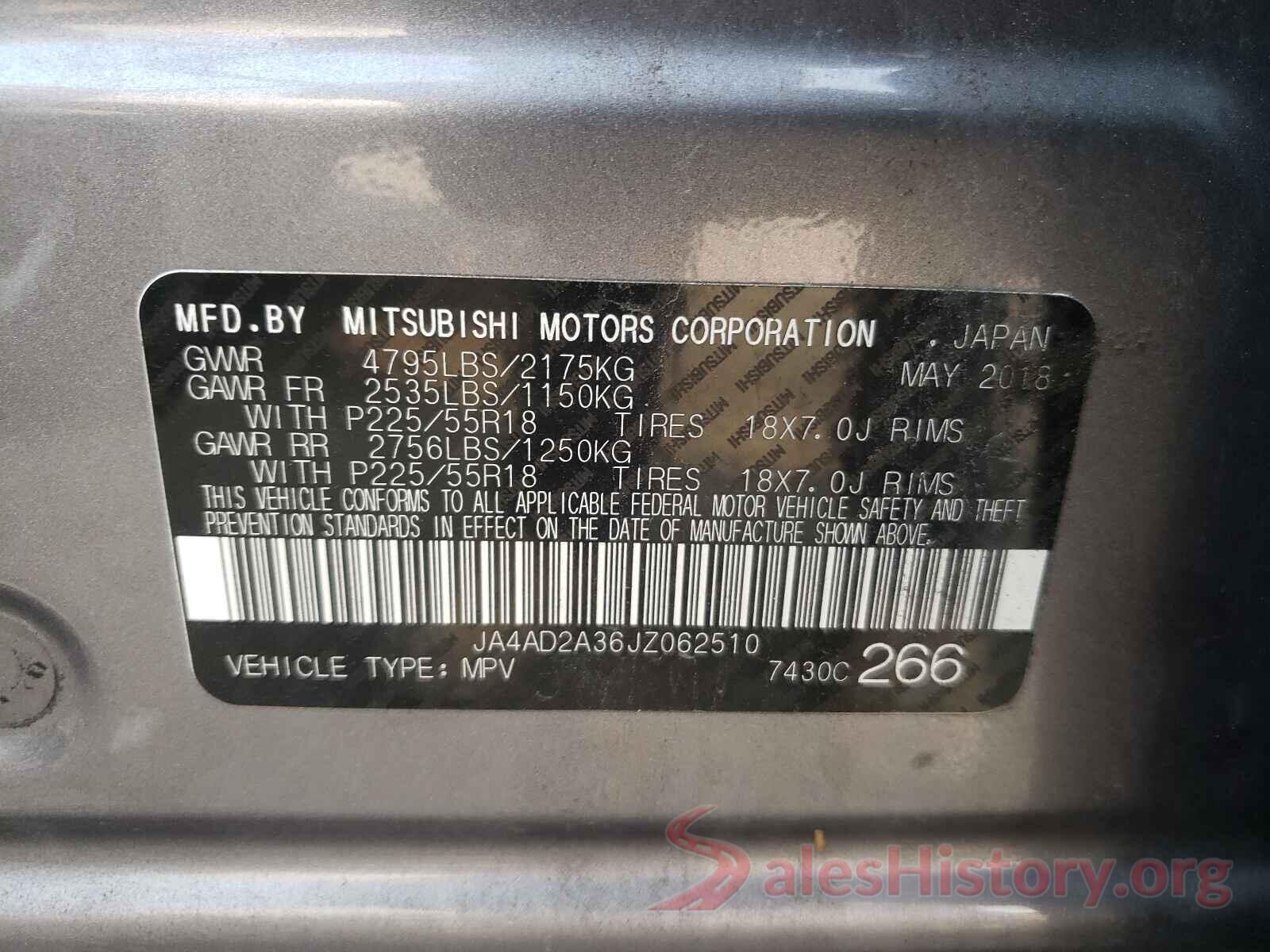 JA4AD2A36JZ062510 2018 MITSUBISHI OUTLANDER