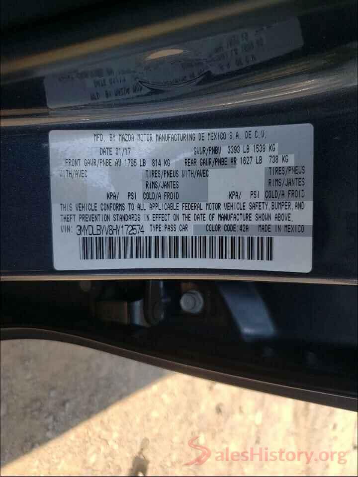 3MYDLBYV8HY172574 2017 TOYOTA YARIS