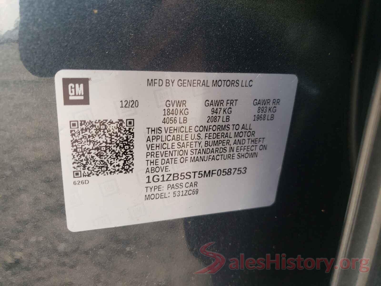 1G1ZB5ST5MF058753 2021 CHEVROLET MALIBU