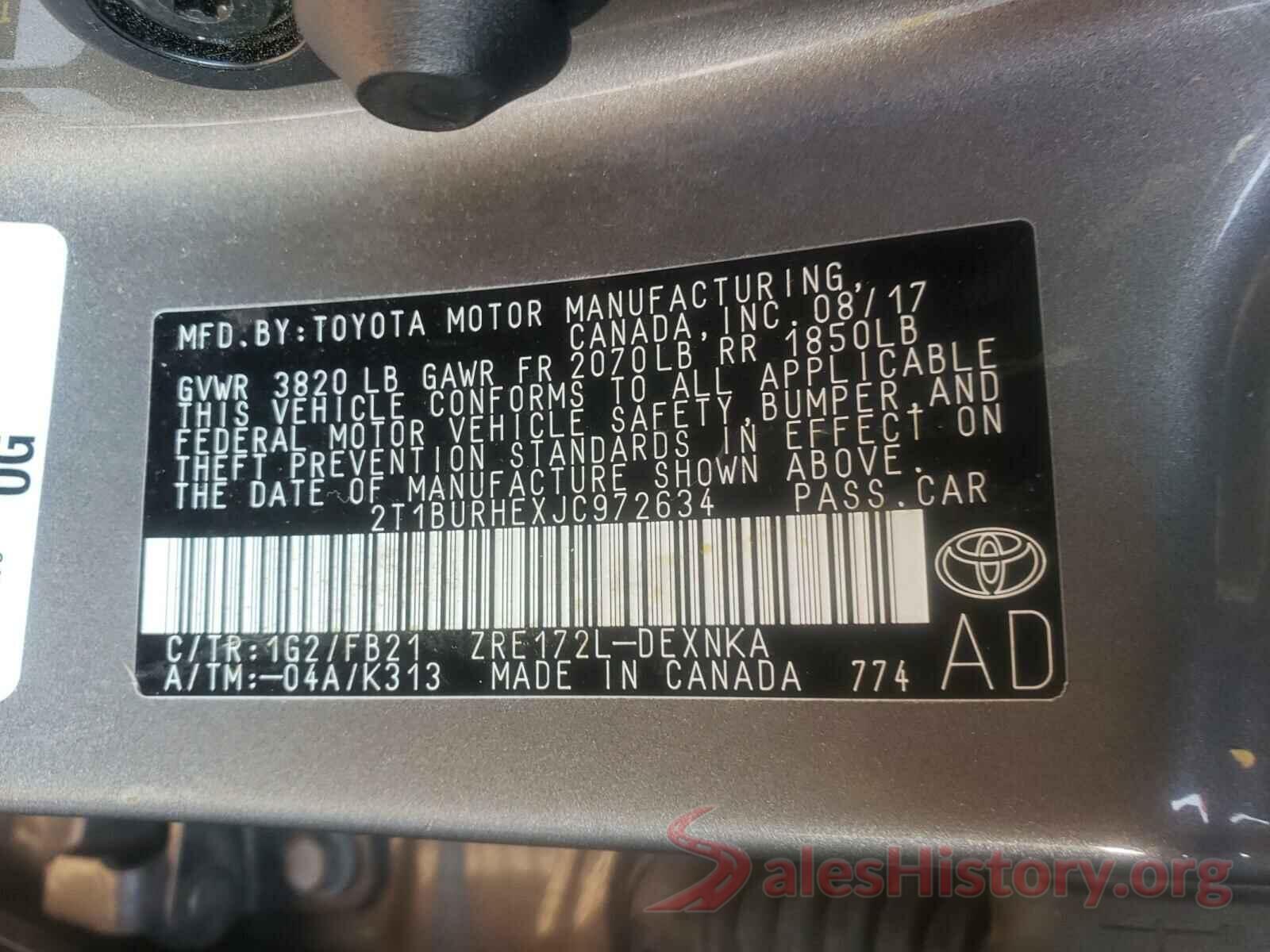 2T1BURHEXJC972634 2018 TOYOTA COROLLA