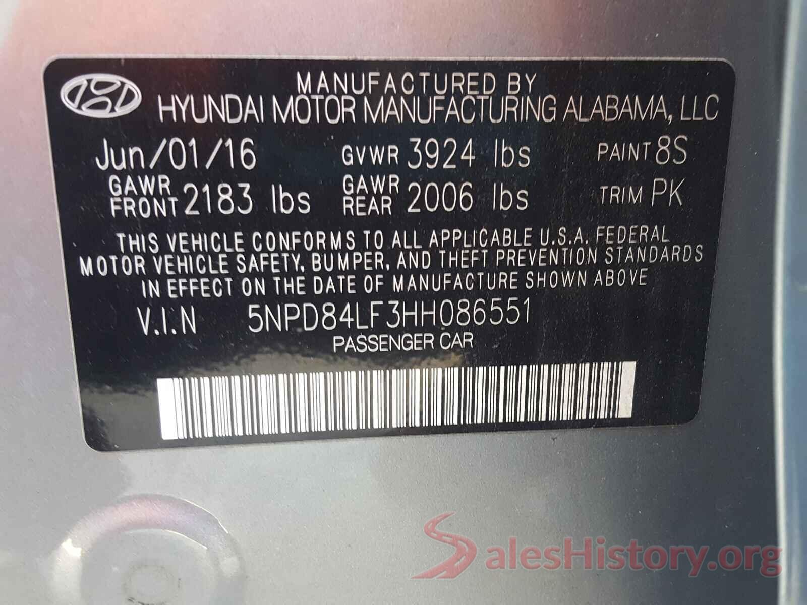 5NPD84LF3HH086551 2017 HYUNDAI ELANTRA