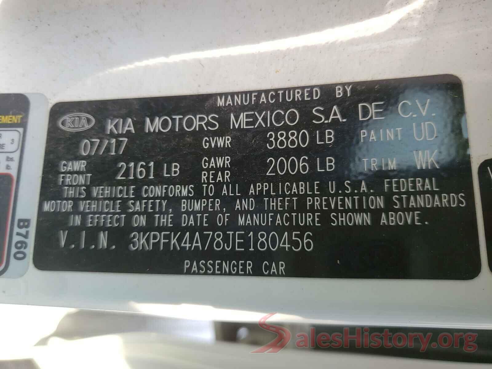 3KPFK4A78JE180456 2018 KIA FORTE