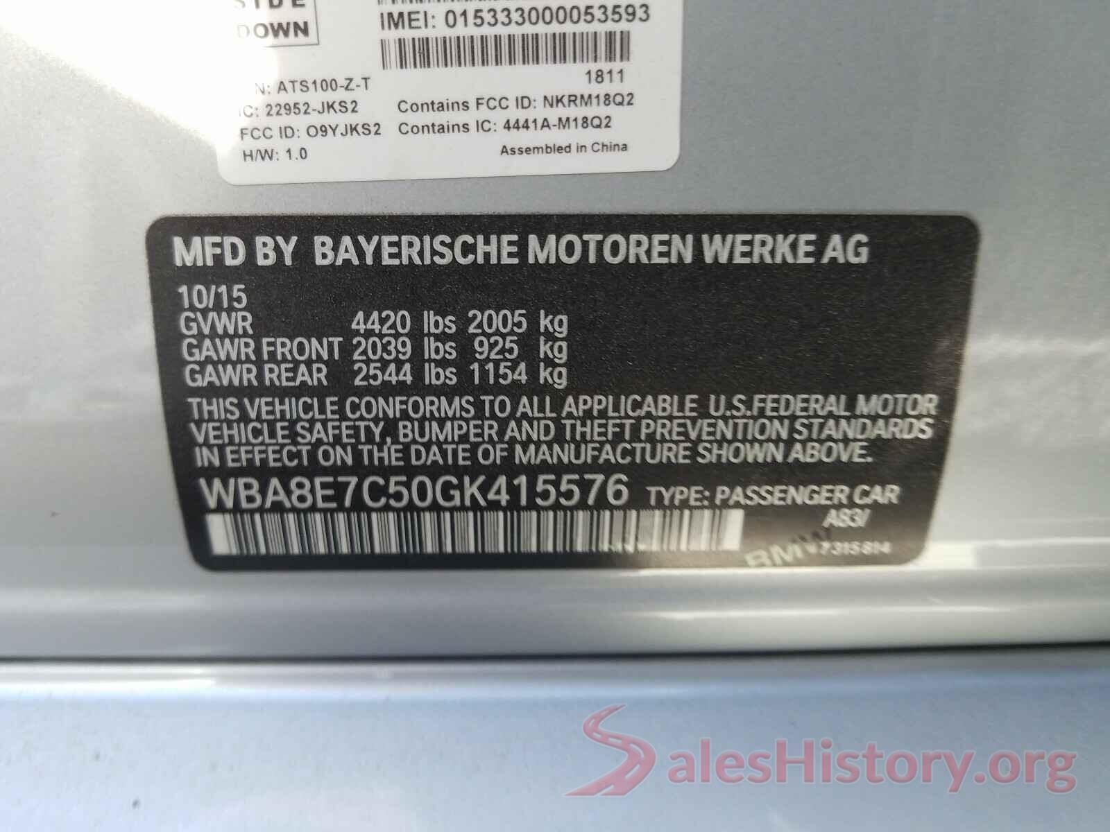 WBA8E7C50GK415576 2016 BMW 3 SERIES