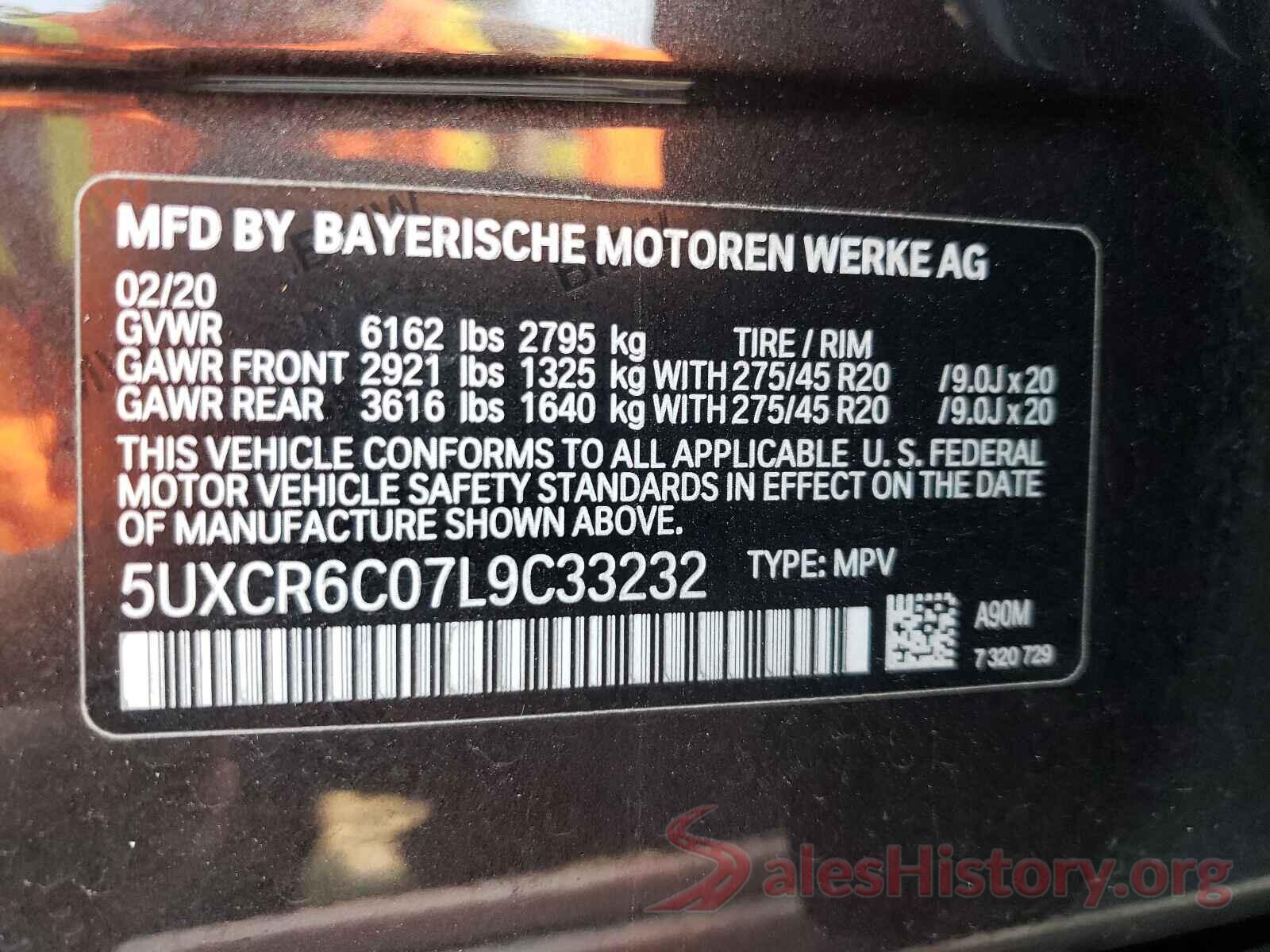 5UXCR6C07L9C33232 2020 BMW X5