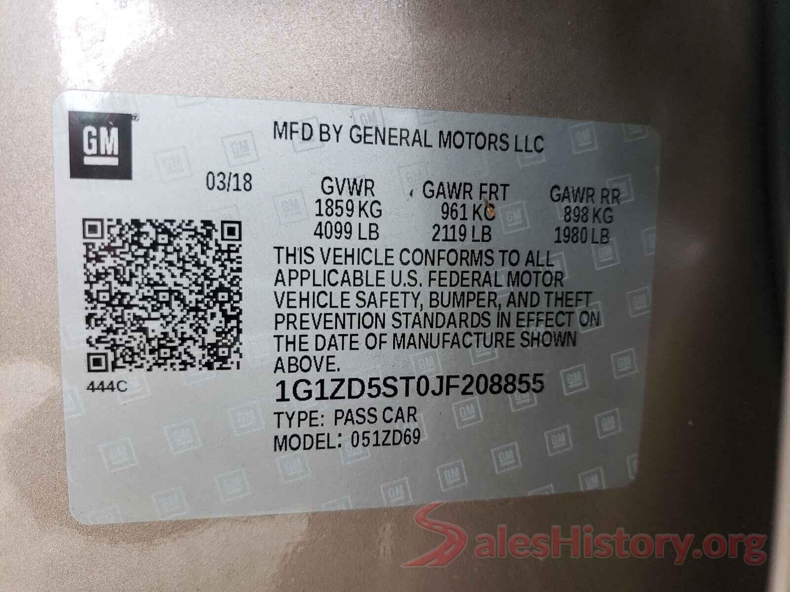 1G1ZD5ST0JF208855 2018 CHEVROLET MALIBU