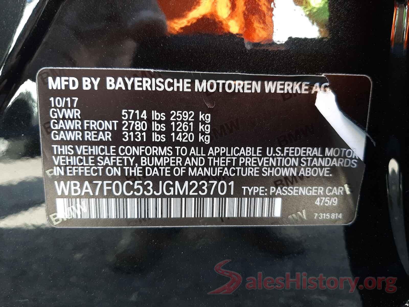 WBA7F0C53JGM23701 2018 BMW 7 SERIES