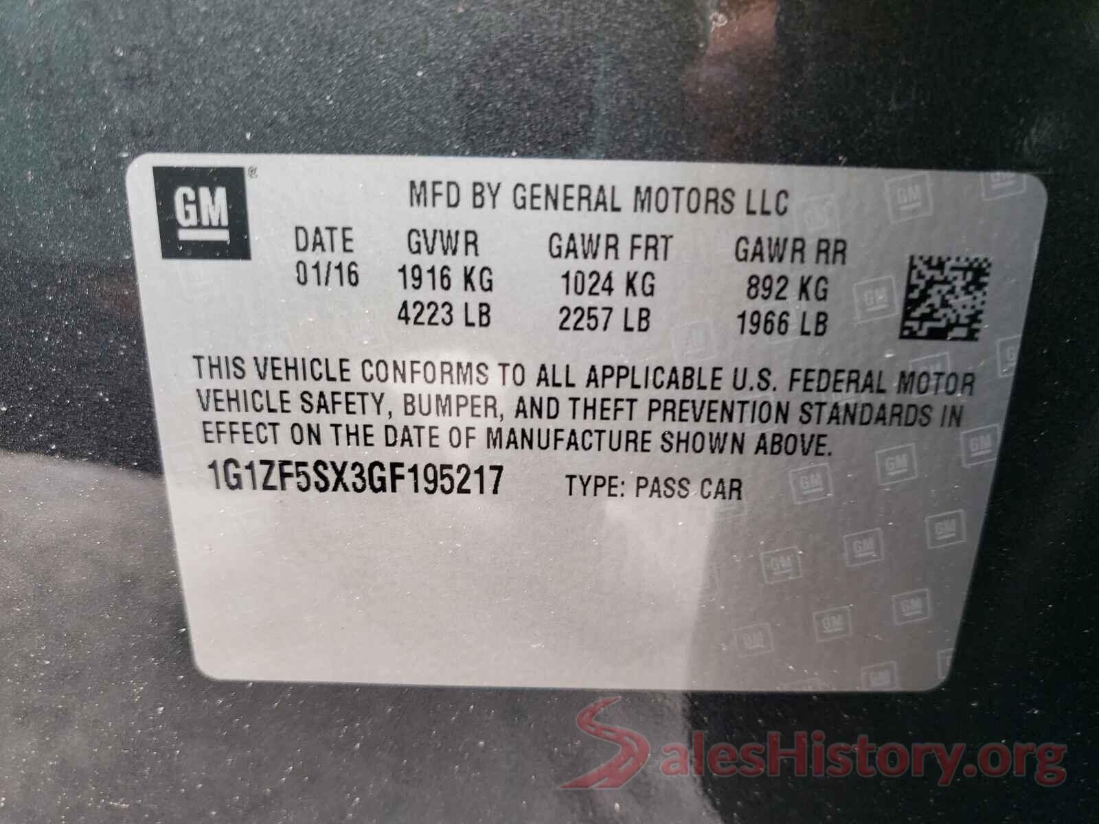 1G1ZF5SX3GF195217 2016 CHEVROLET MALIBU