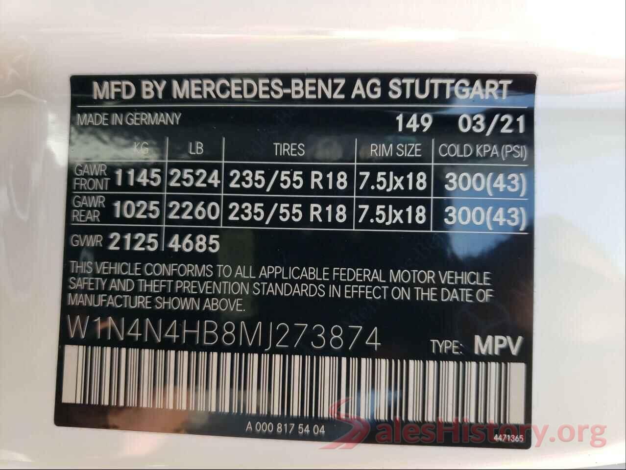 W1N4N4HB8MJ273874 2021 MERCEDES-BENZ GLA-CLASS