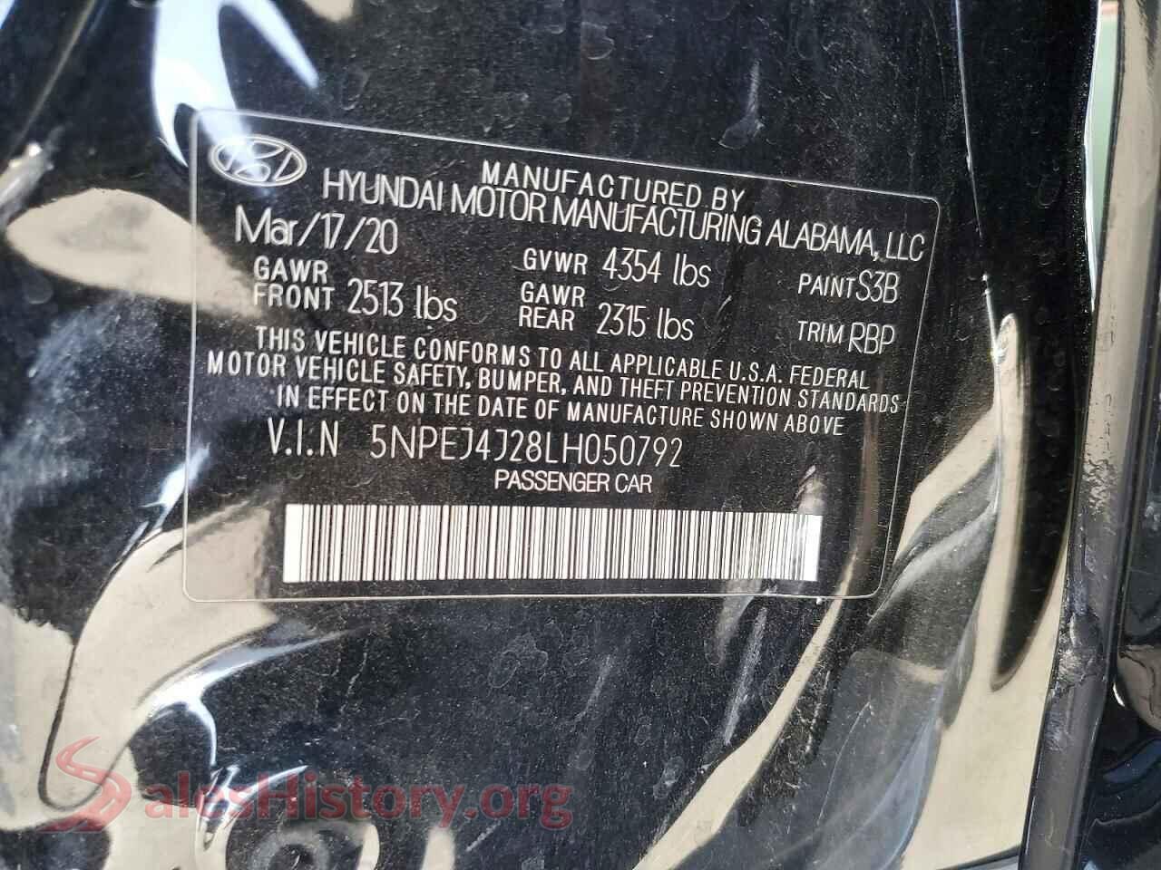 2020 HYUNDAI SONATA VIN 5NPEJ4J28LH050792, wheel and tire