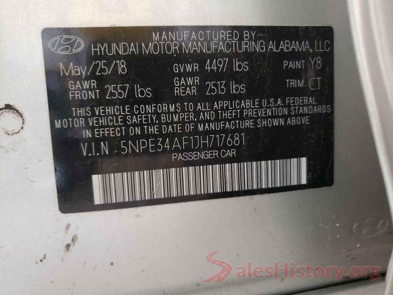 5NPE34AF1JH717681 2018 HYUNDAI SONATA