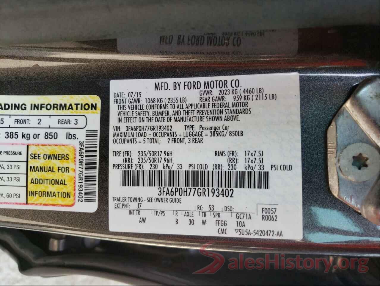 3FA6P0H77GR193402 2016 FORD FUSION