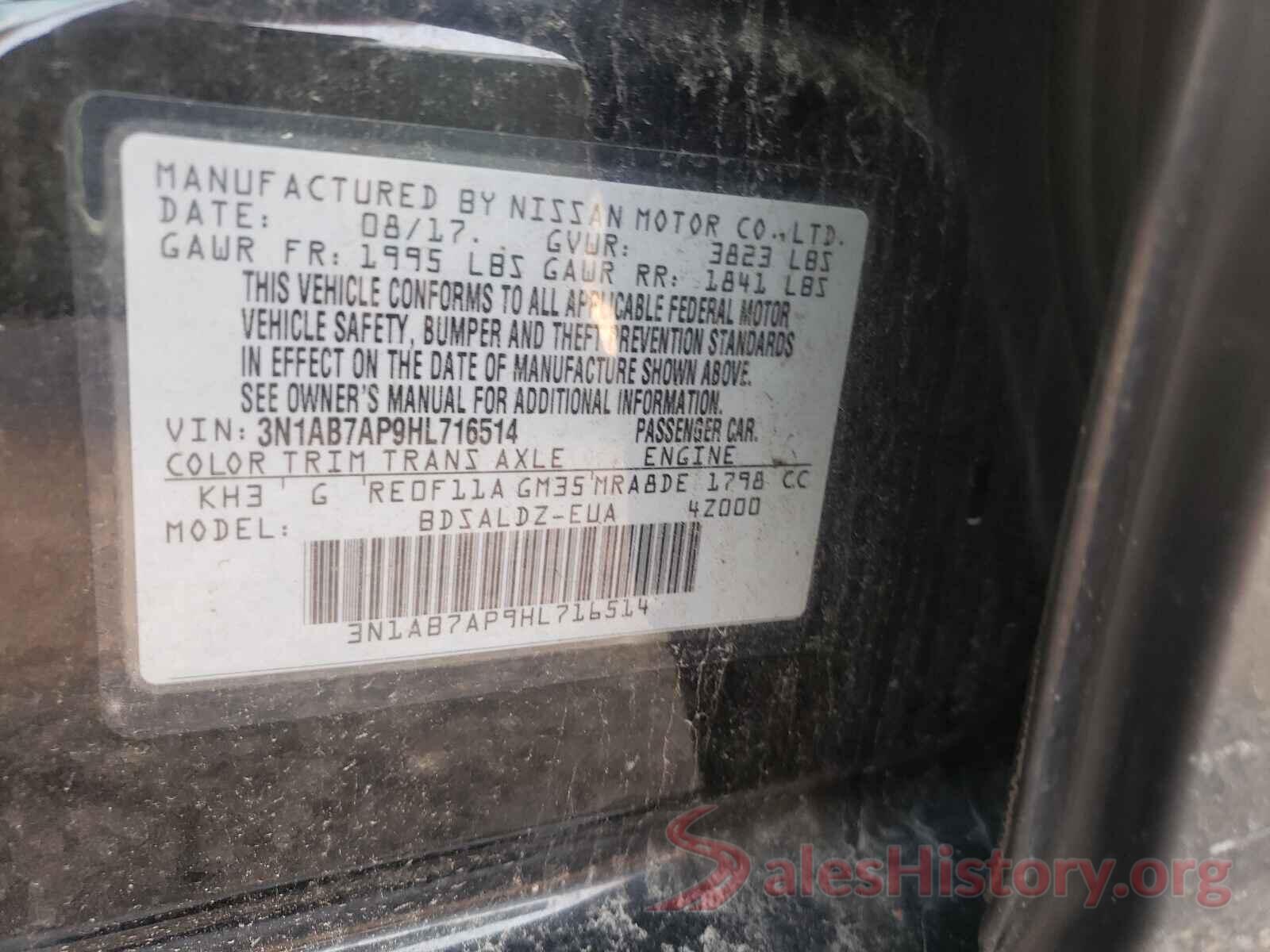 3N1AB7AP9HL716514 2017 NISSAN SENTRA