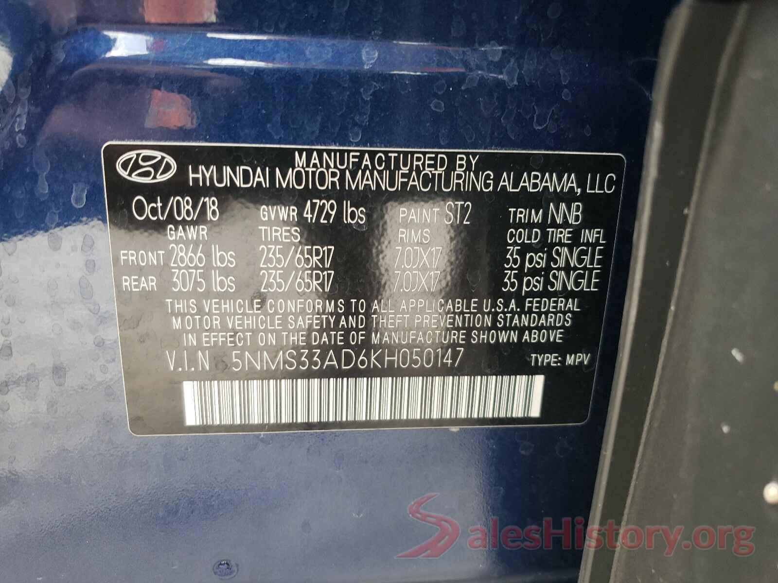 5NMS33AD6KH050147 2019 HYUNDAI SANTA FE