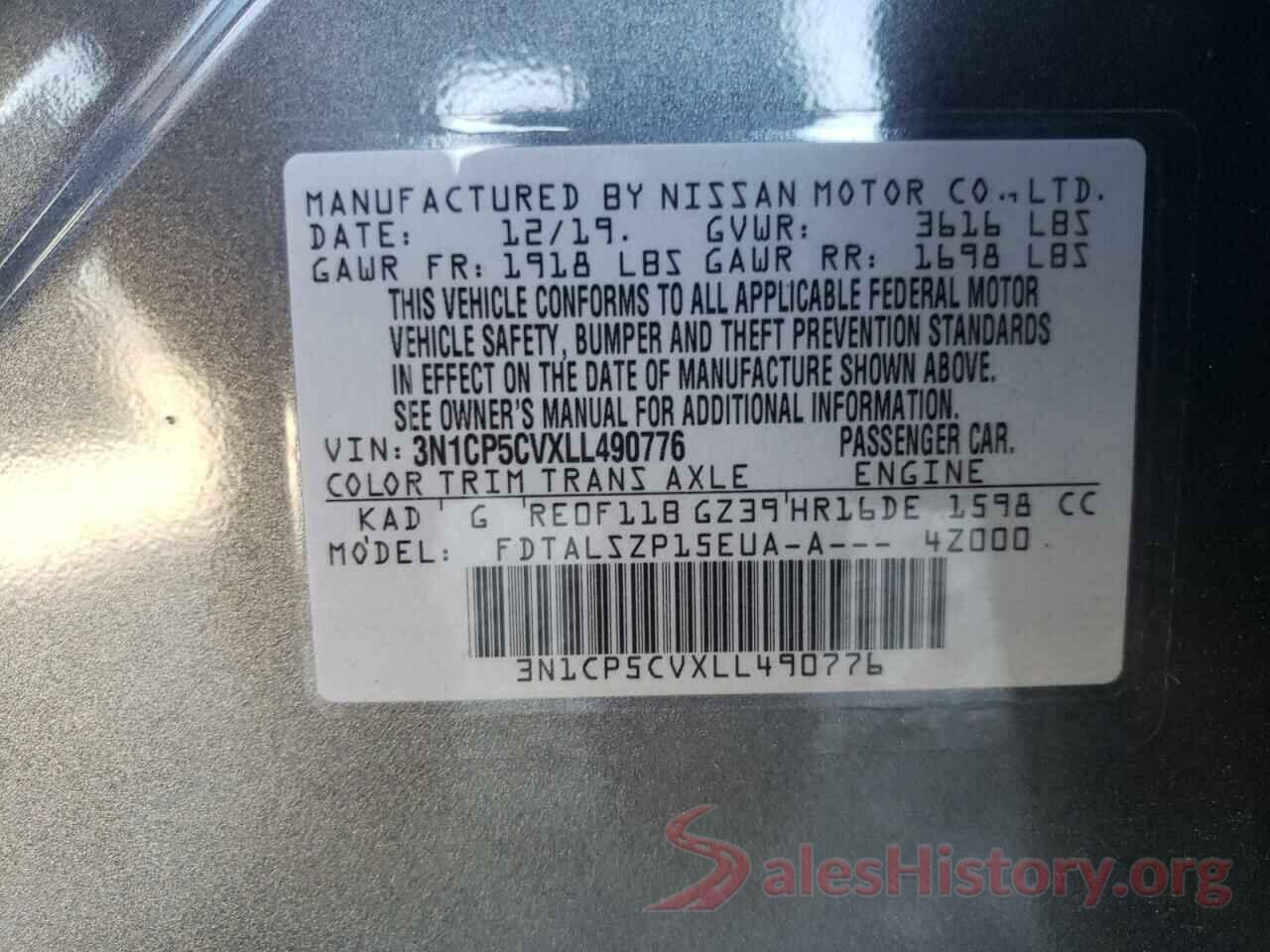 3N1CP5CVXLL490776 2020 NISSAN KICKS