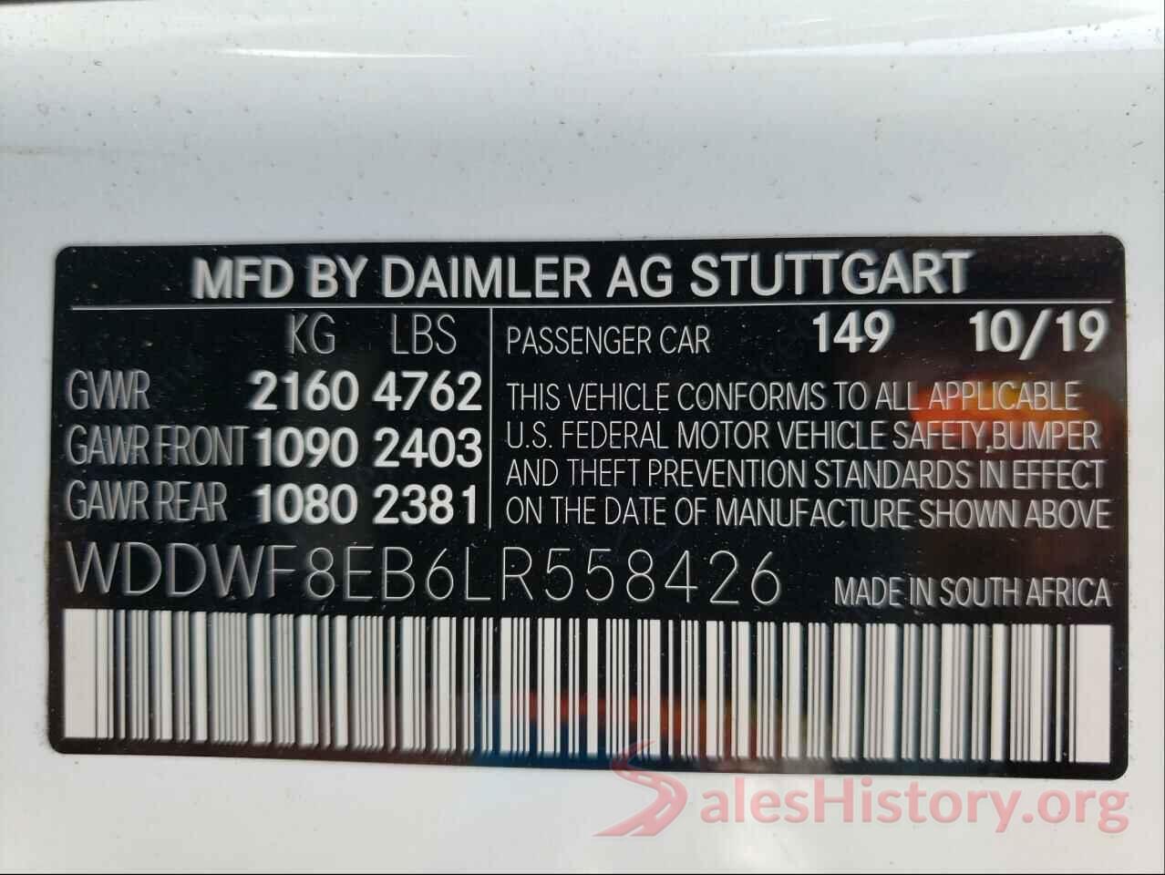 WDDWF8EB6LR558426 2020 MERCEDES-BENZ C-CLASS