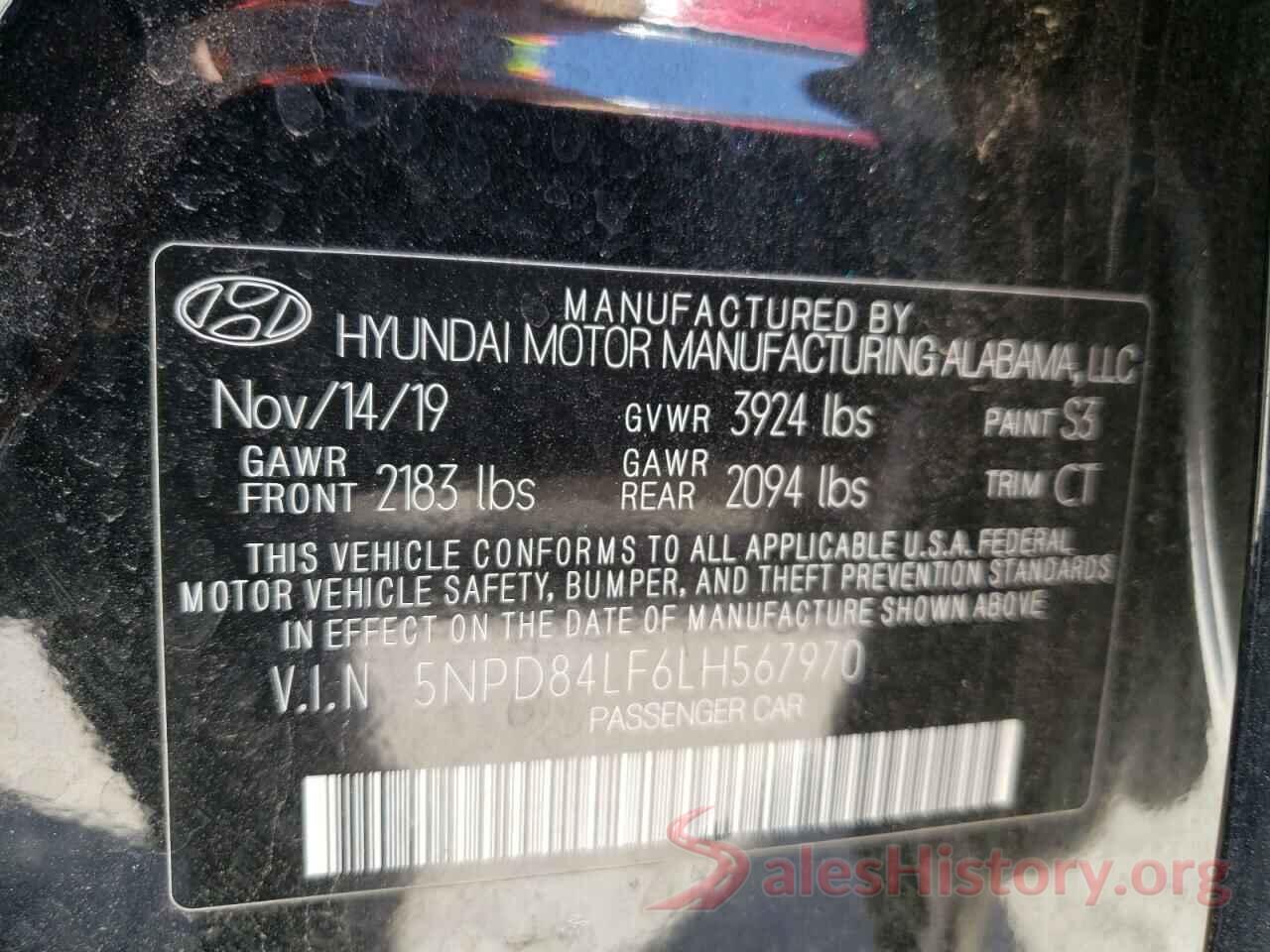 5NPD84LF6LH567970 2020 HYUNDAI ELANTRA