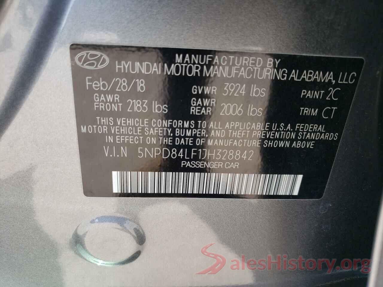 5NPD84LF1JH328842 2018 HYUNDAI ELANTRA