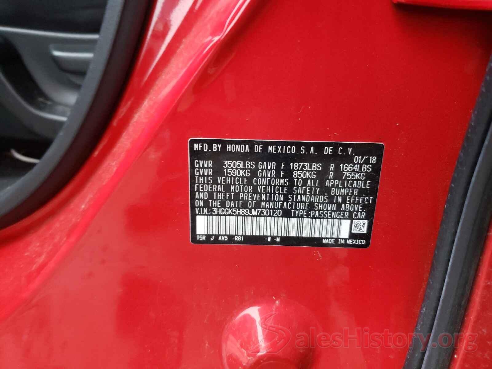 3HGGK5H89JM730120 2018 HONDA FIT