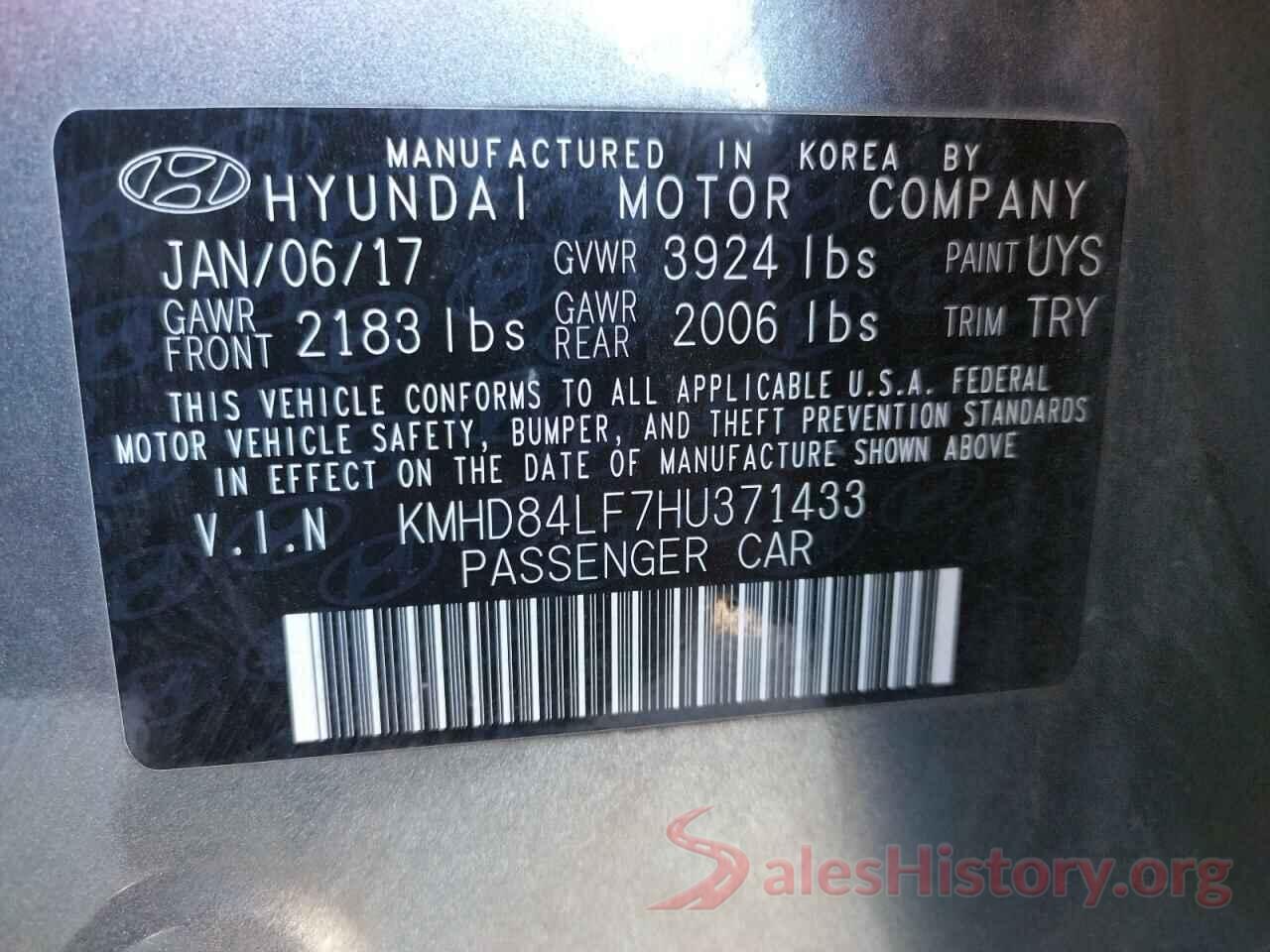 KMHD84LF7HU371433 2017 HYUNDAI ELANTRA