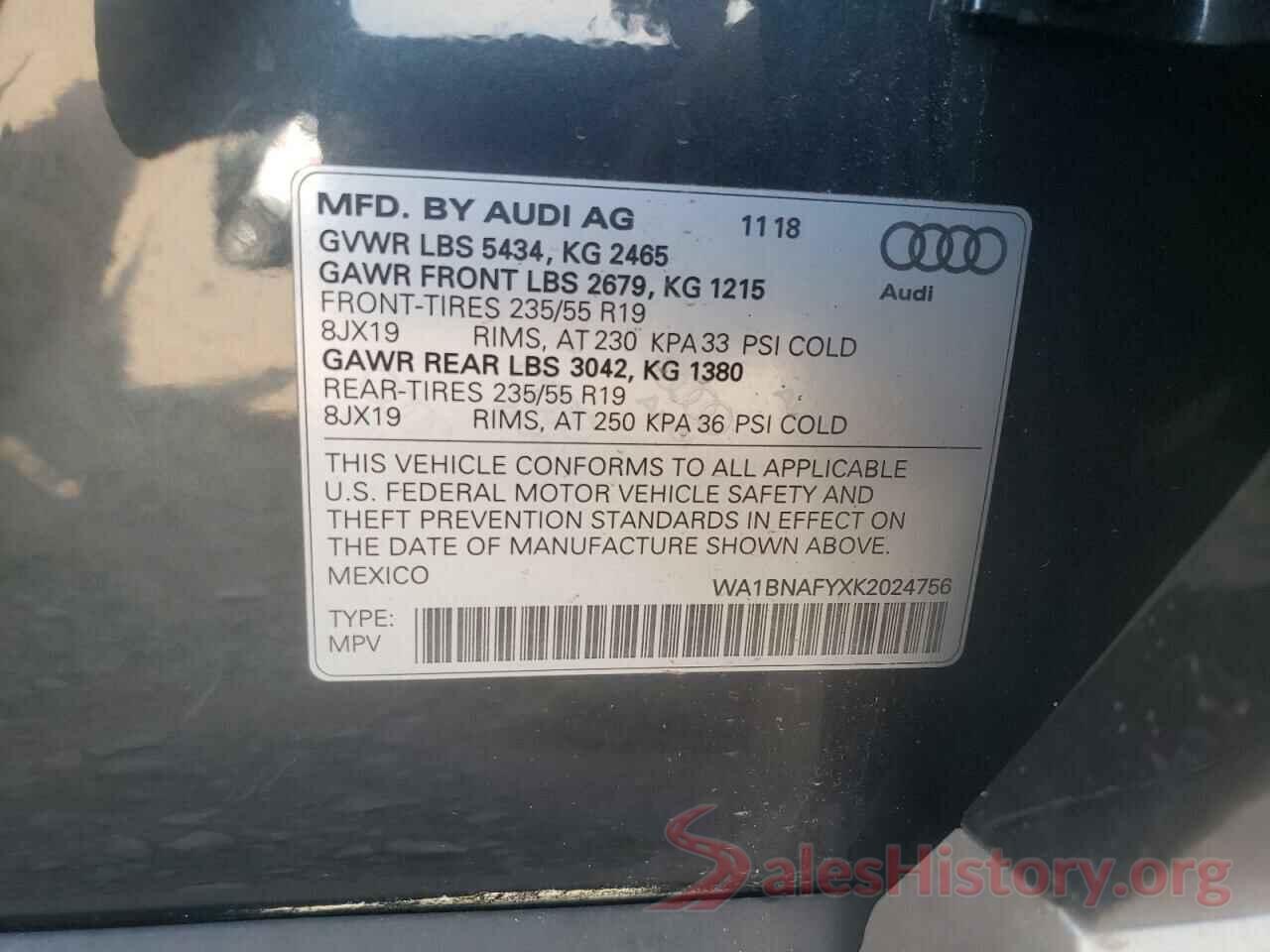 WA1BNAFYXK2024756 2019 AUDI Q5