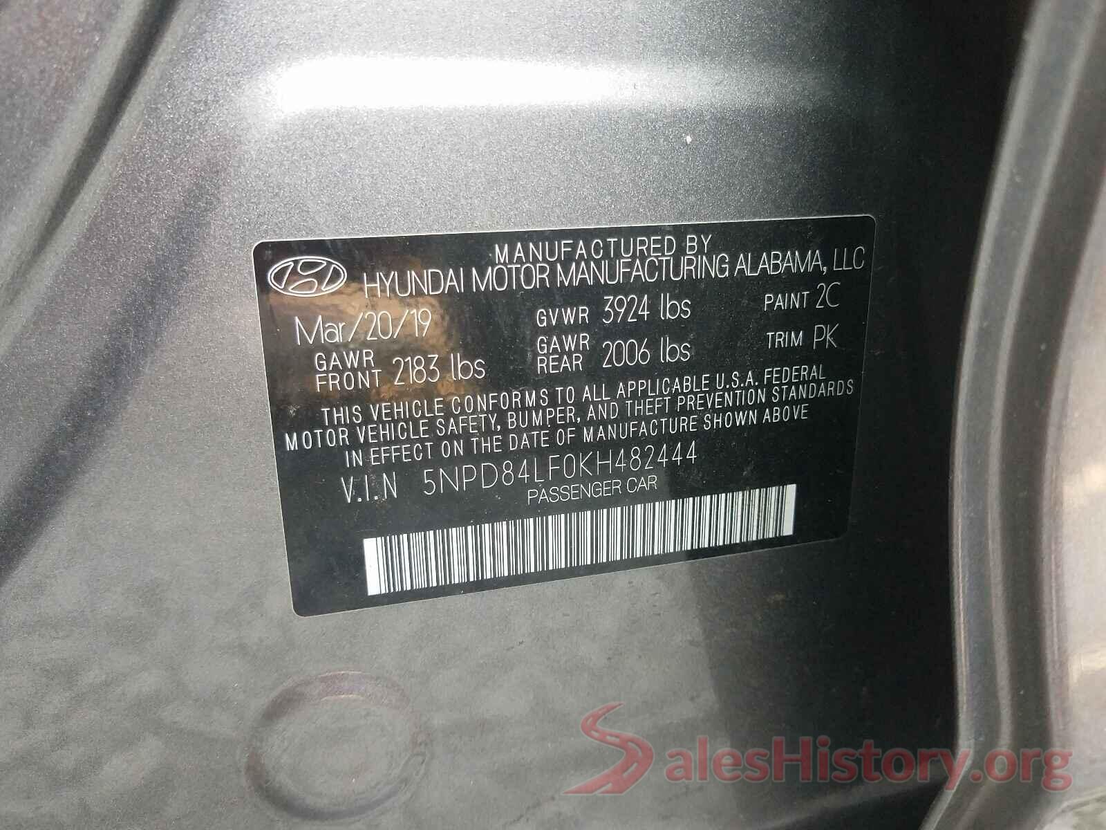 5NPD84LF0KH482444 2019 HYUNDAI ELANTRA