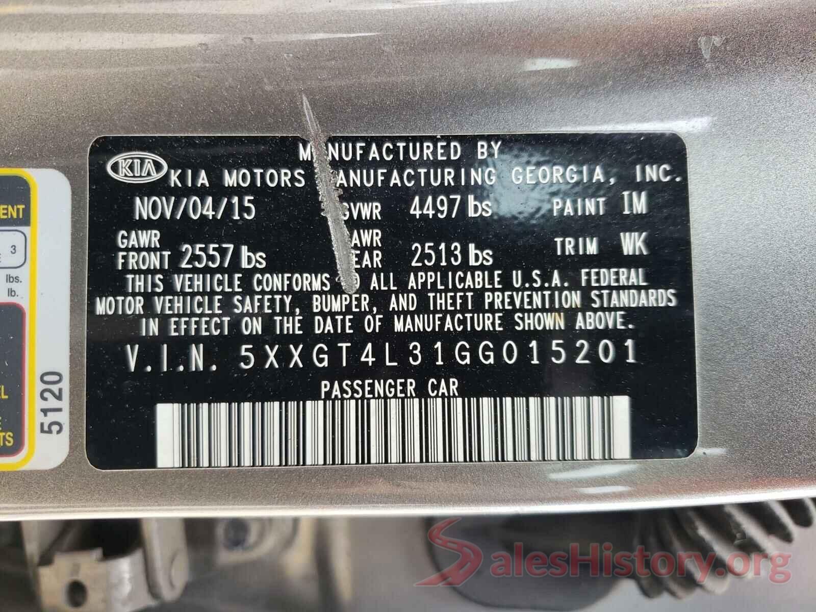 5XXGT4L31GG015201 2016 KIA OPTIMA