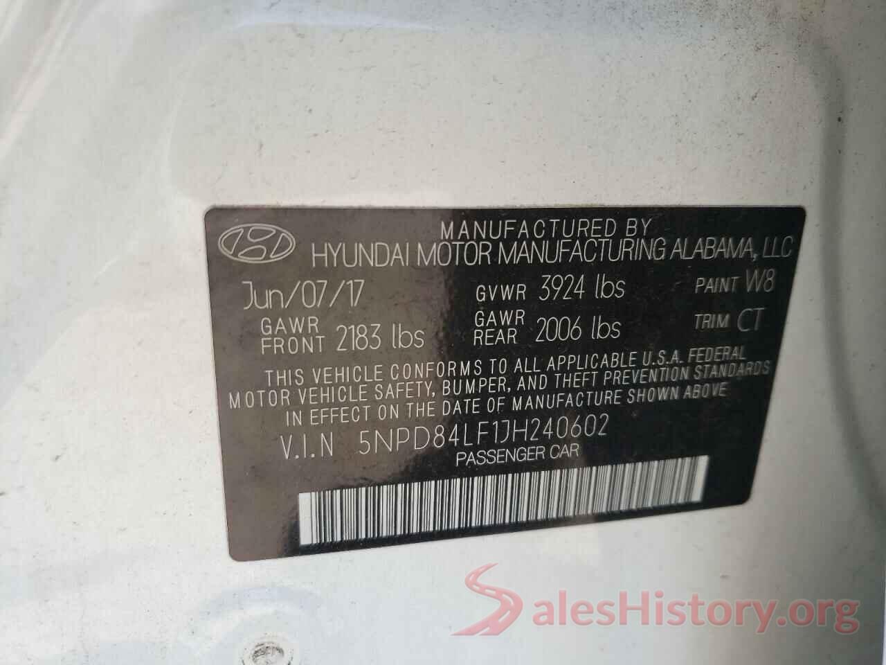 5NPD84LF1JH240602 2018 HYUNDAI ELANTRA