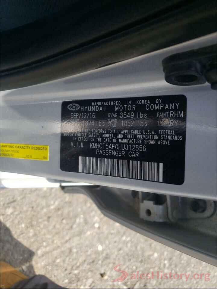 KMHCT5AE0HU312556 2017 HYUNDAI ACCENT