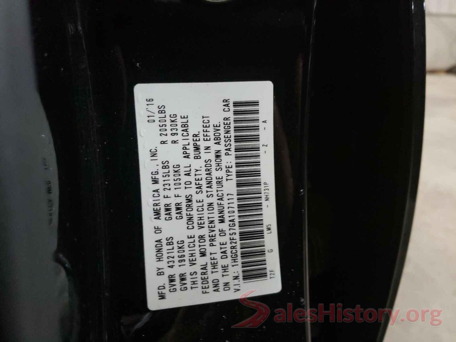 1HGCR2F57GA107117 2016 HONDA ACCORD