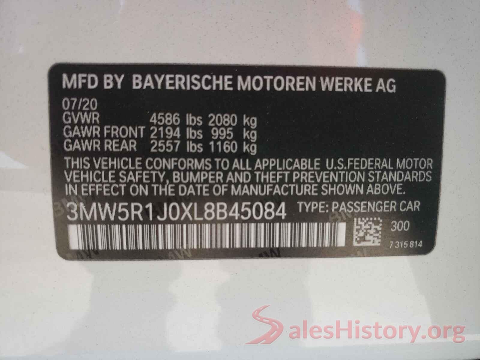 3MW5R1J0XL8B45084 2020 BMW 3 SERIES