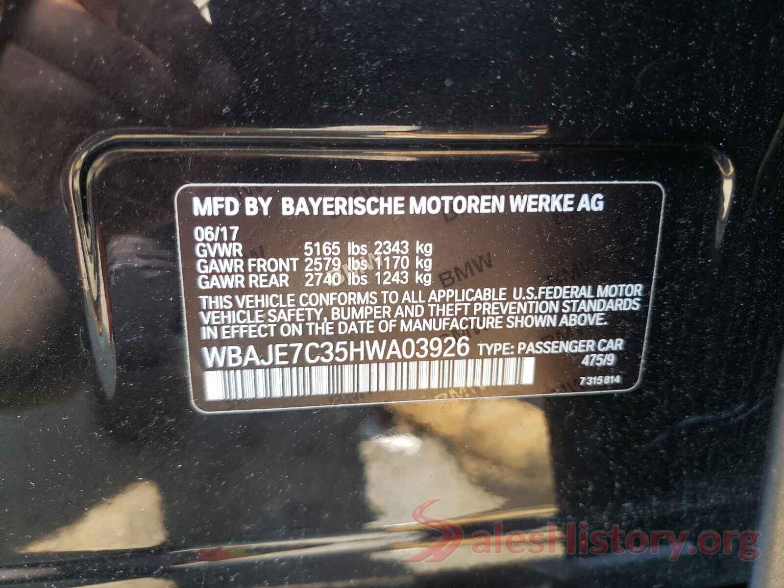 WBAJE7C35HWA03926 2017 BMW 5 SERIES