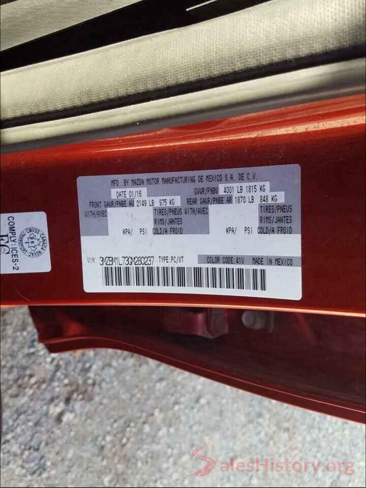 3MZBM1L73GM280237 2016 MAZDA 3