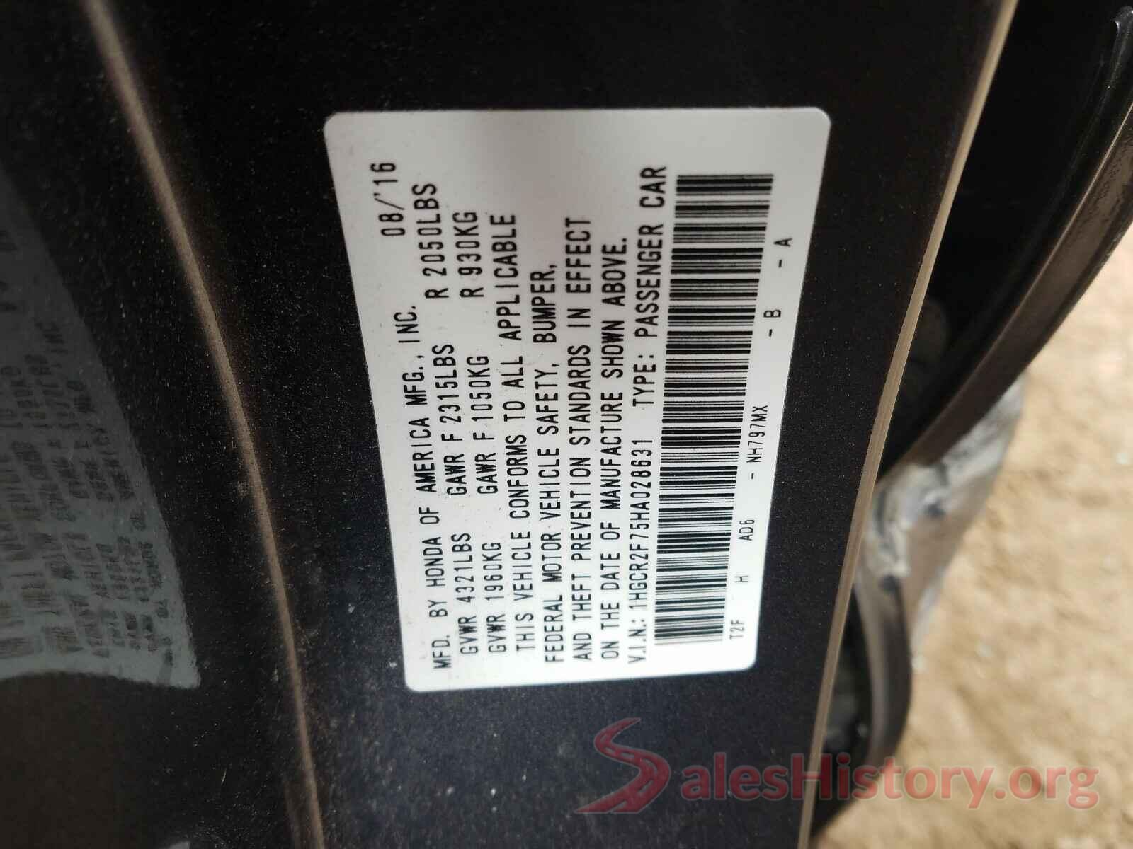 1HGCR2F75HA028631 2017 HONDA ACCORD