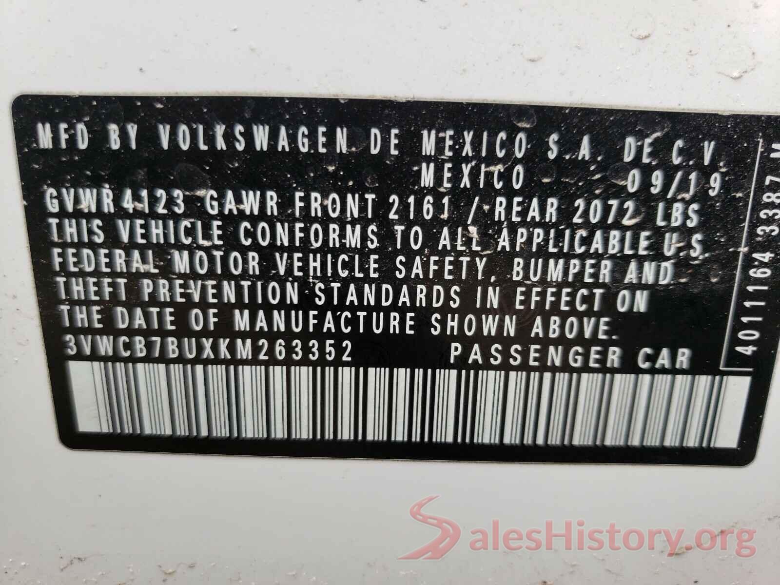 3VWCB7BUXKM263352 2019 VOLKSWAGEN JETTA